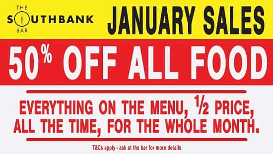 Get a whole 50% off food every day this January!
