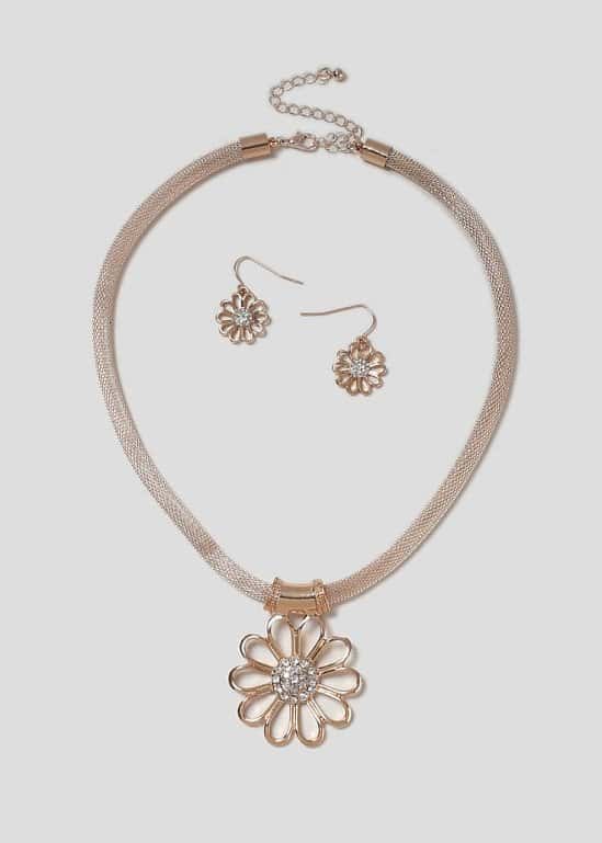 50% off this Flower Rose Gold Jewellery Set