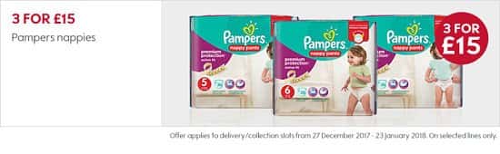 3 for £15 on Pampers Nappies