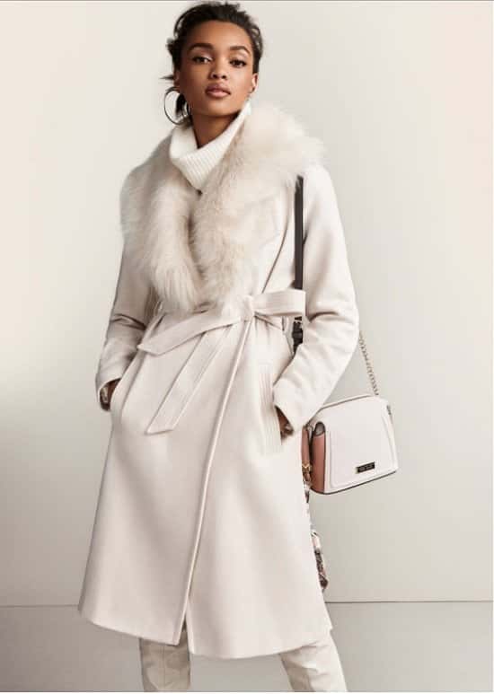 Cream Faux Fur Collar Belted Robe Coat - Just £90.00!