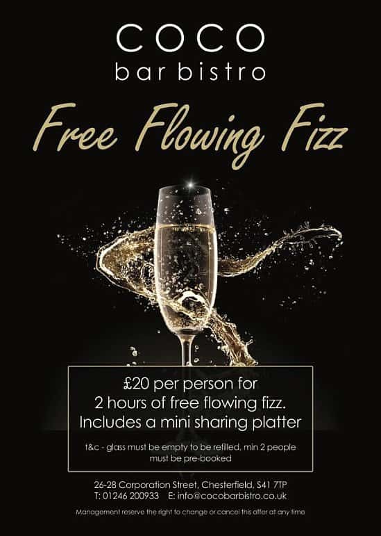Free Flowing Fizz!! for only £20 per person