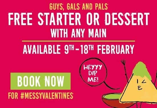 Free Starter or Desert for Valentines Day when you Book Now