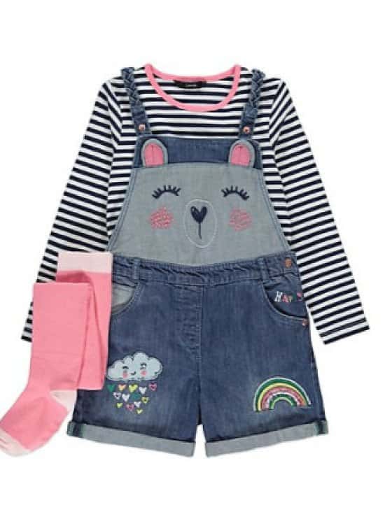 3 Piece Short Dungarees, Top and Tights Set - £14.00!