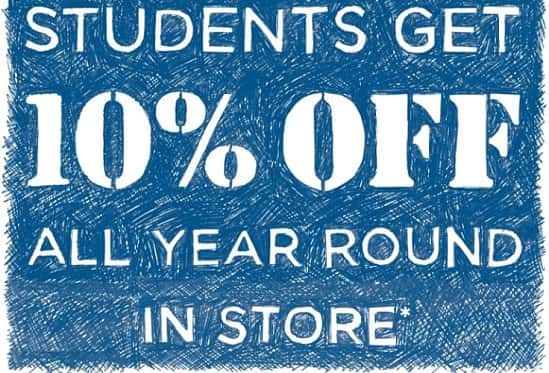 CALLING ALL STUDENTS 10% OFF ALL YEAR ROUND!
