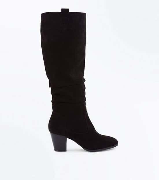 30% OFF Boots - Black Suedette Western Knee High Boots: SAVE £10.50!