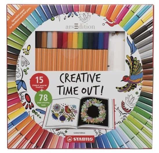 CLEARANCE: STABILO Creative Time out Colouring Book and Pens Set - SAVE £12.00!