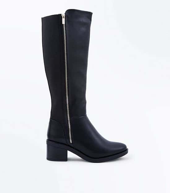 30% Off Boots - Wide Fit Black Zip Side Knee High Boots: SAVE £13.50!