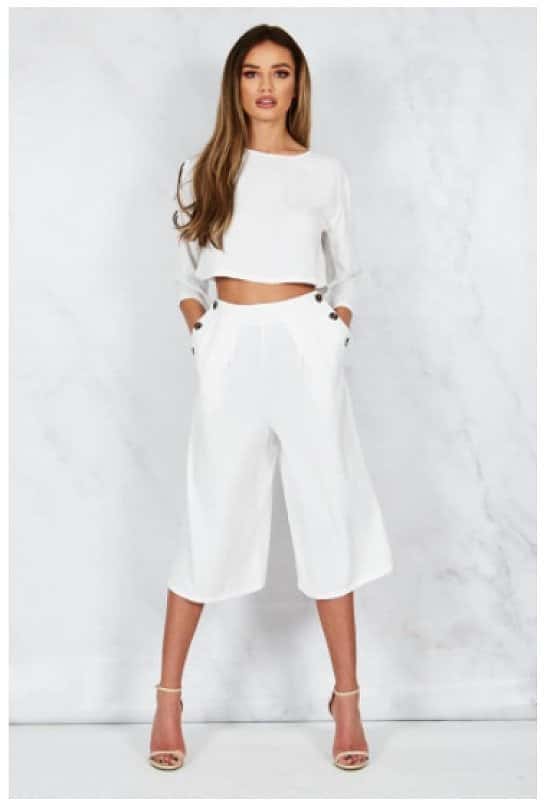 SALE - H!RN WHITE CULOTTES CO-ORD SET - Now £20.00!