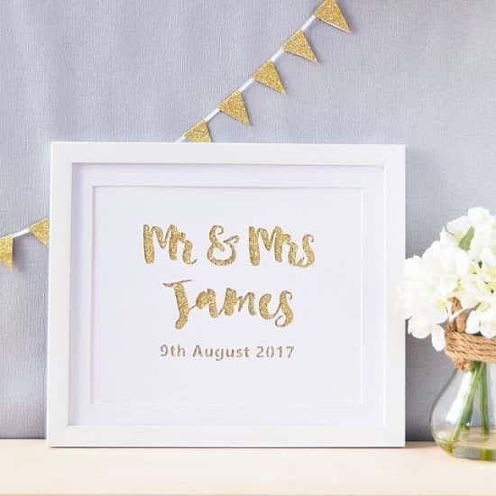 Personalised Mr & Mrs Glittered Cut Out Artwork From £19.50
