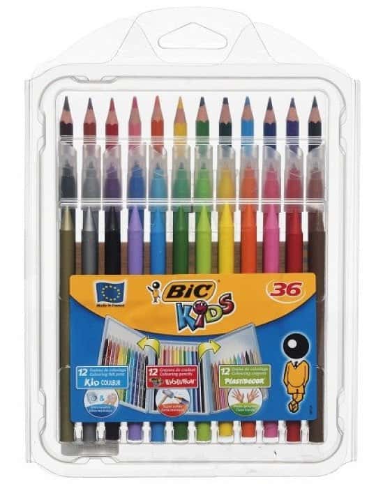 BiC Kids 36 Assorted Pens, Pencils and Crayons Colouring Set: SAVE £8.50!