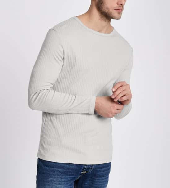 OFFERS - Buy 2 Long Sleeve t-shirt for £18.00, Including this Light Grey Ribbed Shirt!