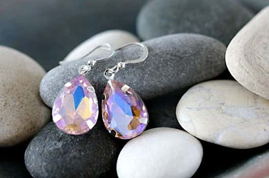 These Pink Amber Teardrop Crystal Earrings are only £14 and they are Beautiful