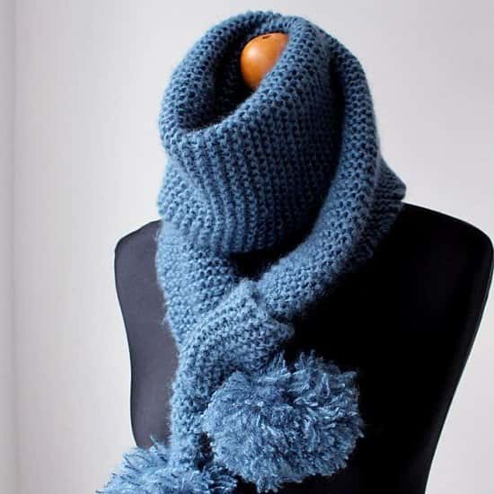 This Beautiful Airforce Blue Mohair Blend Pom Pom Scarf is just £22