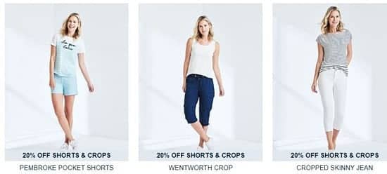 SAVE 20% Off Women’s Shorts and Crops!