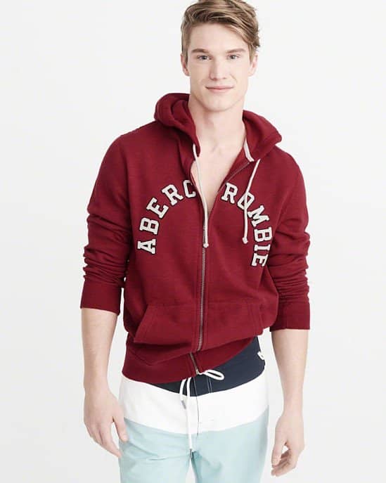 SAVE 60% OFF APPLIQUE LOGO FULL-ZIP HOODIE!