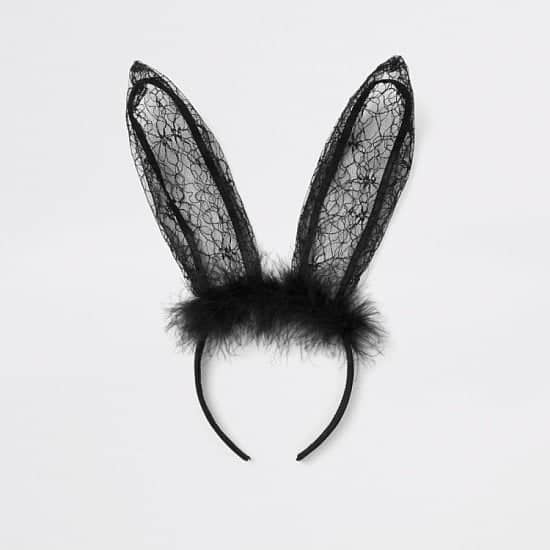HALLOWEEN STYLE - Black faux fur lace rabbit ears hair band £12.00!