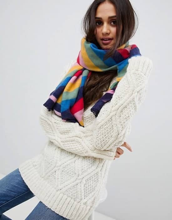 SHOP COLD WEATHER ACCESSORIES - Accessorize rainbow blanket scarf £20.00!