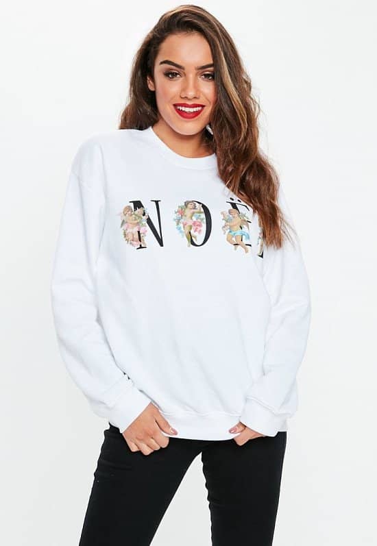 GET CHRISTMASSY - white cherub noel graphic sweatshirt, £18.00!