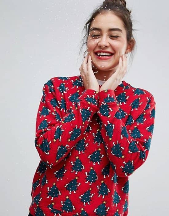 Monki xmas tree sweat in red