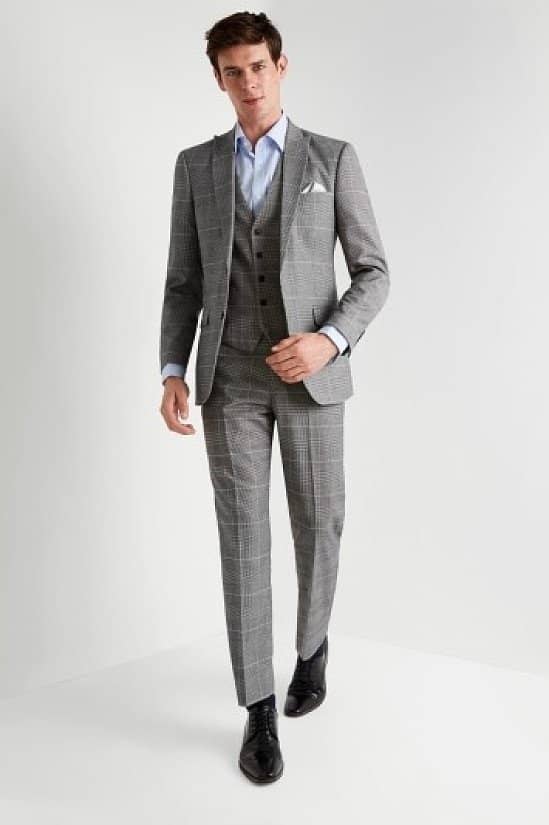 SALE, BIG CHRISTMAS SAVINGS - Moss Esq. Regular Fit Black and White Check Suit!