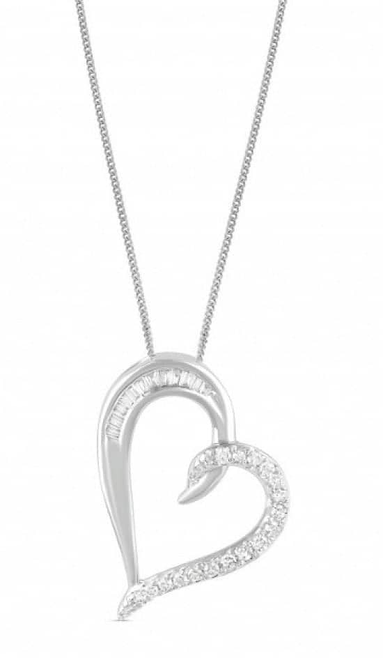 Special Price - 9ct White Gold 0.15ct Diamond Heart Pendant