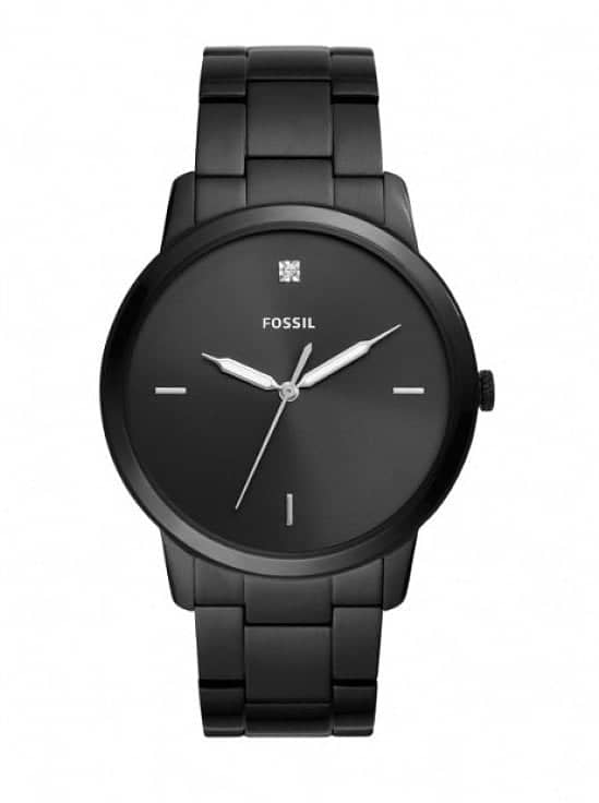 Save- Fossil The Minimalist Diamond Black Steel 44mm Men's Watch