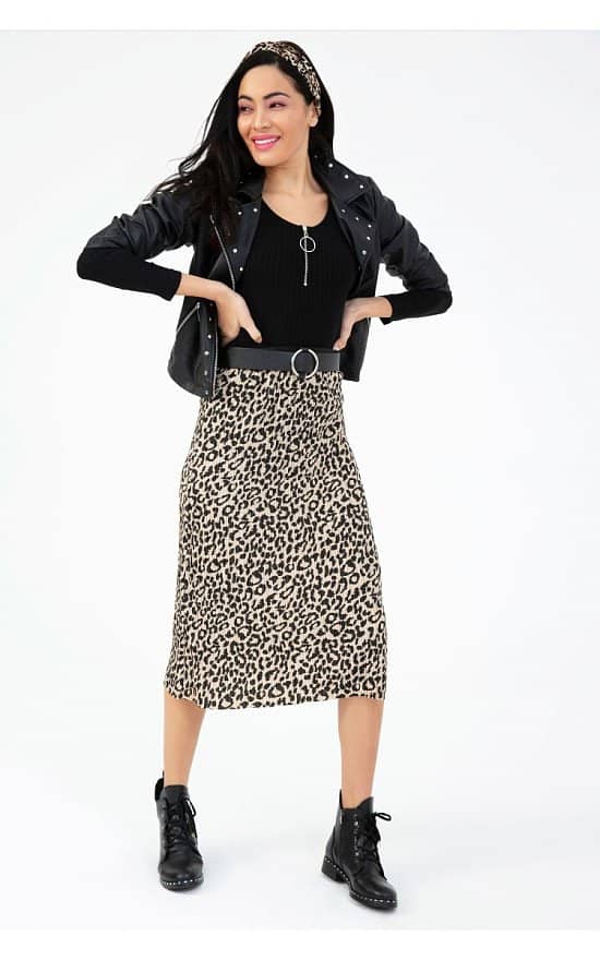 SALE - BROWN PLEATED ANIMAL MIDI SKIRT!