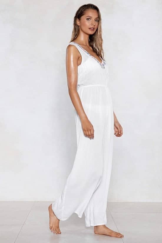 SALE - Life's a Beach Embroidered Cover-Up Jumpsuit