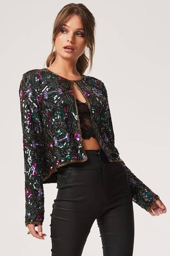 SALE - LITTLE MISTRESS LUXURY LEOMIE DECO HAND-EMBELLISHED SEQUIN JACKET