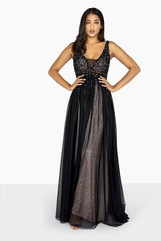 SALE - LITTLE MISTRESS BLACK TULLE MAXI DRESS