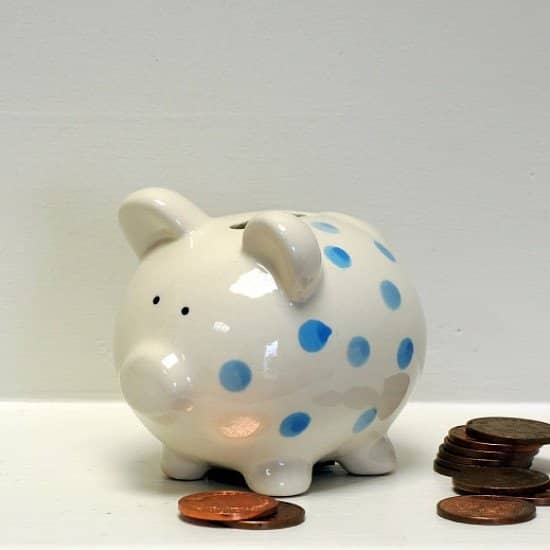 BLUE SPOTTY PIGGY BANK - £7.99!