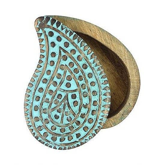 Paisley Tear Drop Mango Wood Box Regular - price £15.00!