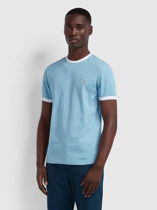 NEW IN - Groves Slim Fit Ringer T-Shirt In Moonstone Regular: £30.00