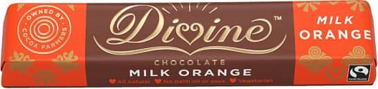 Farmers receive 44% of the profits - Divine Orange Milk Chocolate Small Bar £1.09!