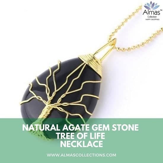 Natural Gem Stone Tree of Life Water Necklace