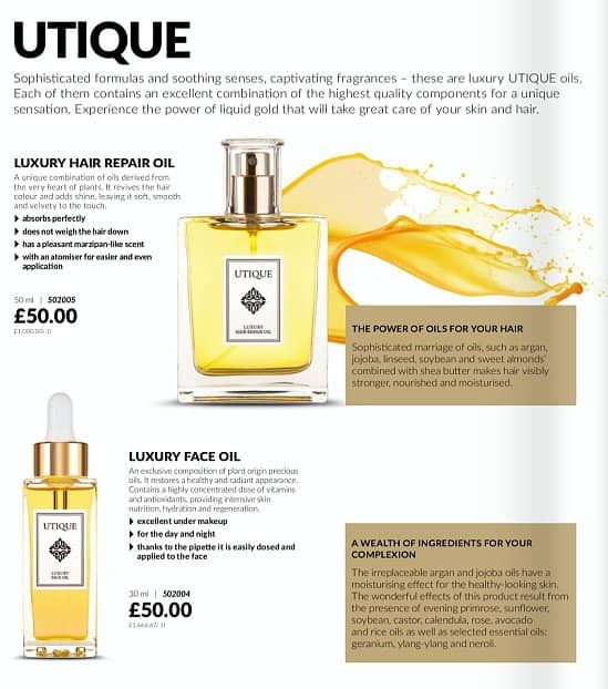 Utique hair repair and facial oil