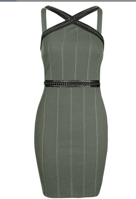 Ribbed khaki dresses