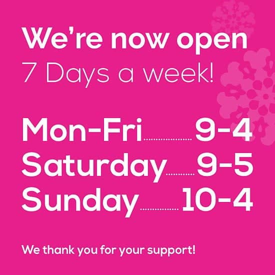 Check out our opening times...