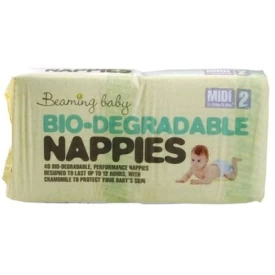 BEAMING BABY BIO DEGRADABLE NAPPIES - MIDI SIZE 2 - X40: £14.15!