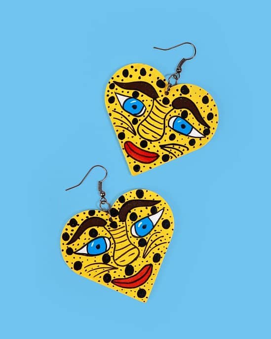 NEW IN - Familia Lorenzo Hand-Painted Earrings, Jaguar Face £34.00!