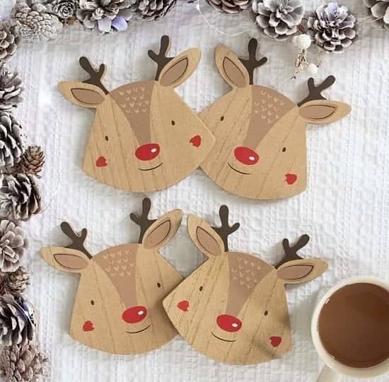 Set Of 4 Reindeer Coasters