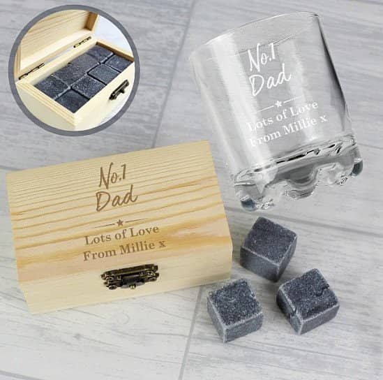 Personalised No.1 Whiskey Stones and Glass Set