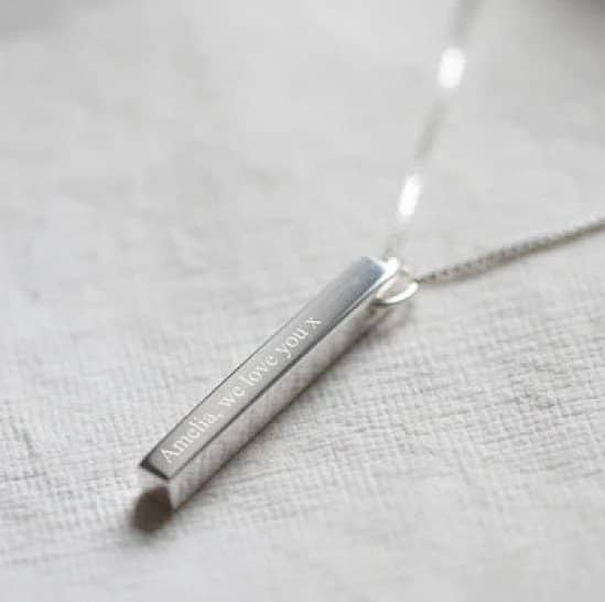 Personalised Sterling Silver Bar Necklace