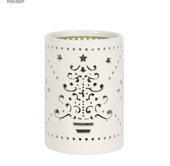 Small Ceramic Cutout Christmas Tree Candle Holder