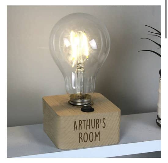 Personalised Free Text LED Bulb Table Lamp