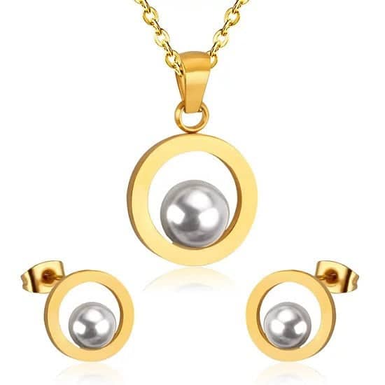 Stainless Steel Pearl Jewellery Set