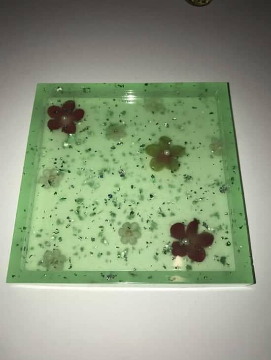 Handmade resin square mounted coaster