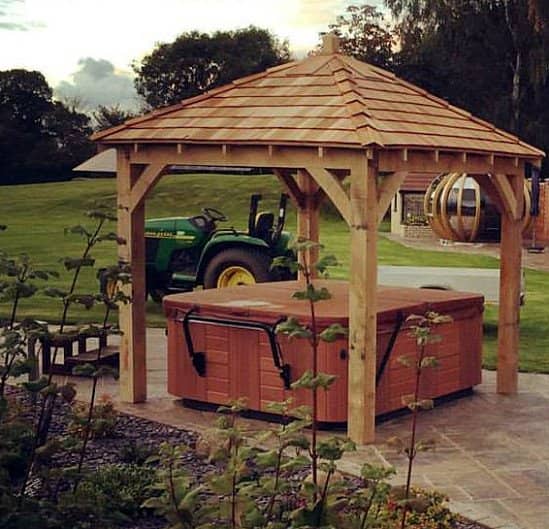 2.5 x 2.5 Green English Oak Framed Gazebo 150 x 150mm Posts