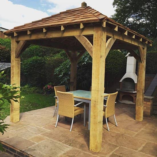 3.5 x 3.5 Green English Oak Framed Gazebo 150 x 150mm Posts