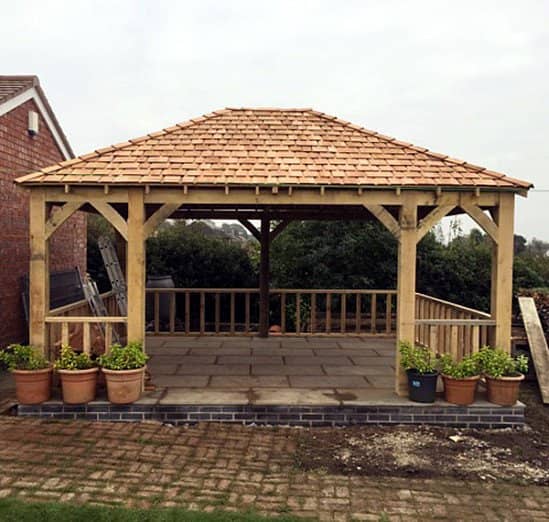 4.0 x 3.0 Green English Oak Framed Gazebo  4 x 150 x 150mm Posts